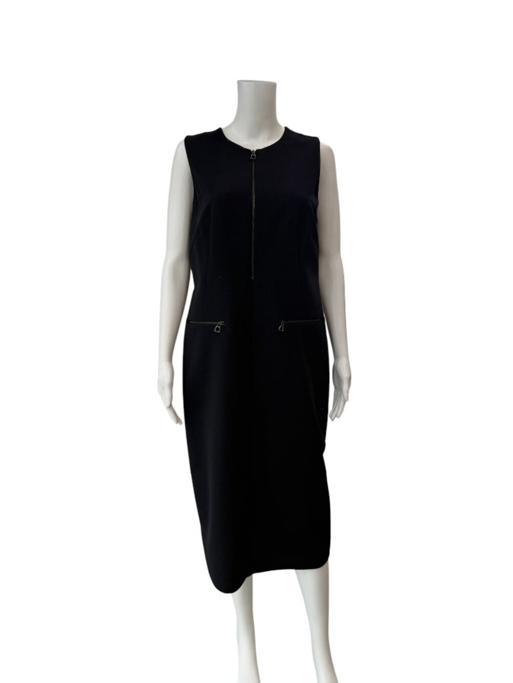 AKRIS Black Wool Shift Zippy Dress size 10/46